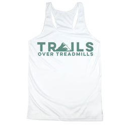 Women's Racerback Performance Tank Top - Trails Over Treadmills
