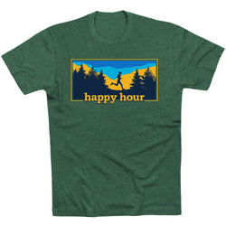 Running Short Sleeve T-Shirt - Happy Hour Runner [Adult Small/Forest Green] - SS