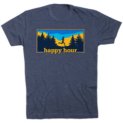 Running Short Sleeve T-Shirt - Happy Hour Runner [Adult Large/Navy] - SS