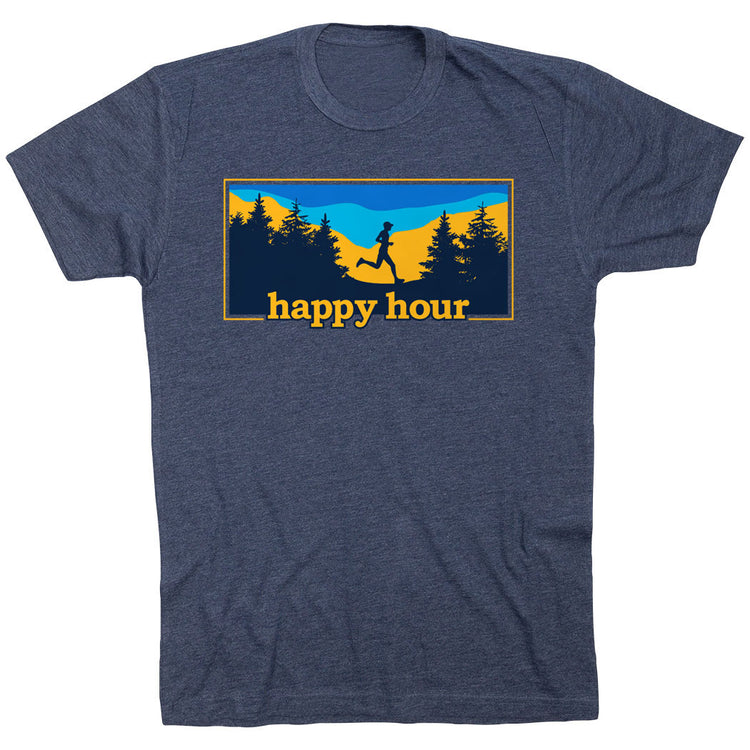 Running Short Sleeve T-Shirt - Happy Hour Runner [Adult Large/Navy] - SS