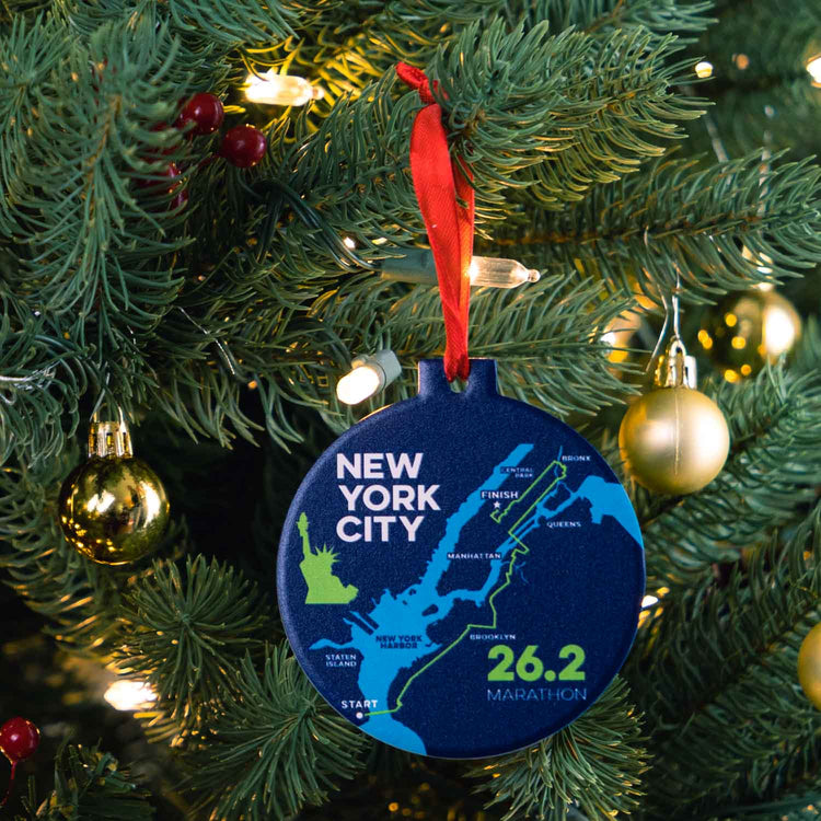 Running Round Ceramic Ornament - NYC 26.2 Route