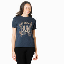 Running Short Sleeve T-Shirt - Run Dirty [Navy/Adult Large] - SS