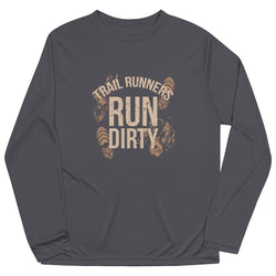 Men's Running Long Sleeve Performance Tee - Run Dirty [Adult X-Small/Graphite] - SS