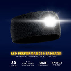 Running LED Lighted Performance Headband - Midnight