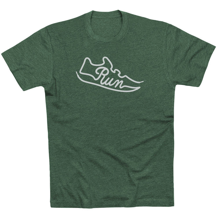 Running Short Sleeve T-Shirt - Run Shoe [Adult Large/Forest Green] - SS