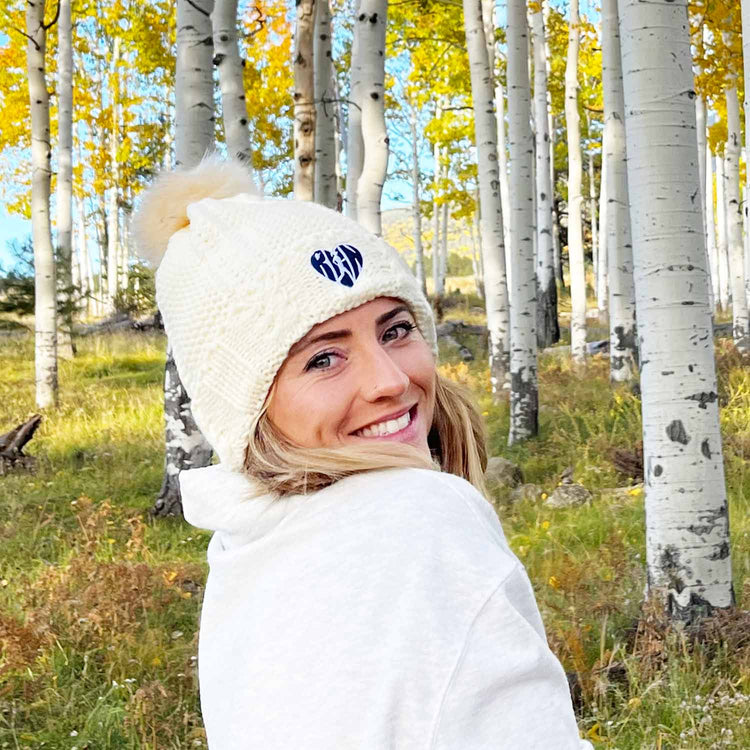 GFAR Running Embroidered Pom Pom Knit Hat - Love the Run