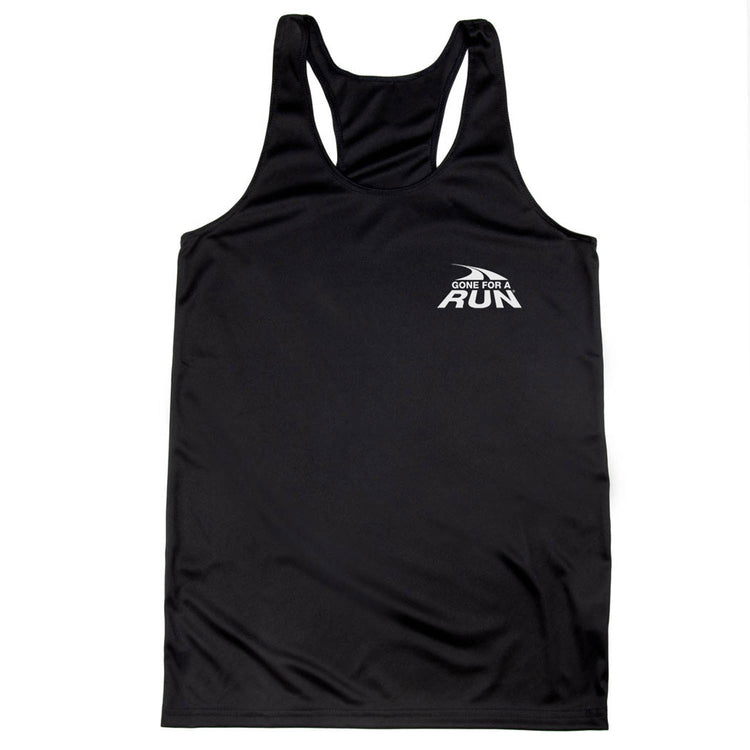 Women's Racerback Performance Tank Top - Gone For a Run Logo - Mini [Adult Medium/Black] - SS