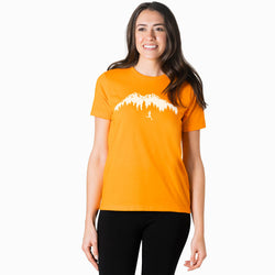 Running Short Sleeve T-Shirt - Trail Runner in the Mountains [Orange/Adult Medium] - SS