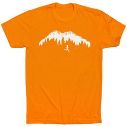 Running Short Sleeve T-Shirt - Trail Runner in the Mountains [Orange/Adult Medium] - SS