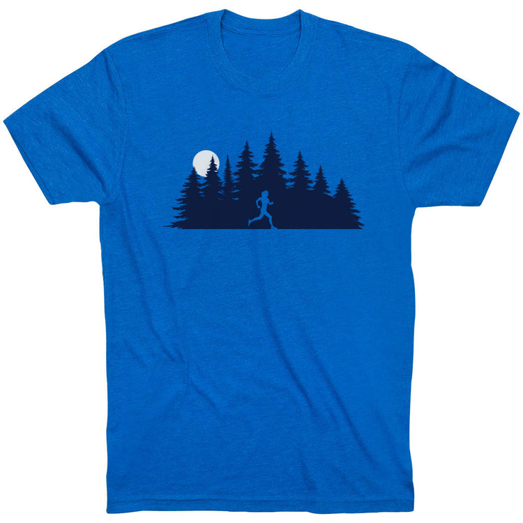 Running Short Sleeve T-Shirt - Moonlit Run [Adult Small/Royal] - SS