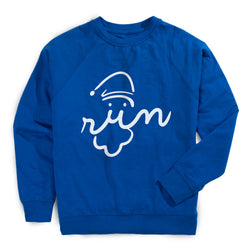 Running Raglan Crew Neck Pullover - Santa Run Face [Red/Adult Medium] - SS