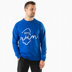Running Raglan Crew Neck Pullover - Santa Run Face [Red/Adult Medium] - SS