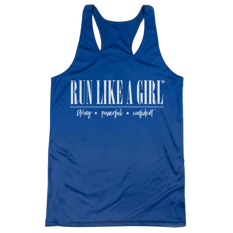 Women's Racerback Performance Tank Top - Run Like A Girl&#174; [Adult Small/Royal] - SS