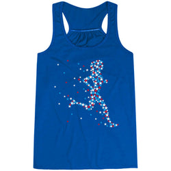 Flowy Racerback Tank Top - Patriotic Runner Girl [Adult XXX-Large/Blue] - SS