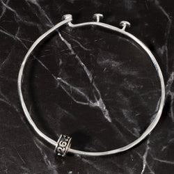 Sterling Silver Adjustable Bangle Bracelet - Antiqued 26.2 Marathon