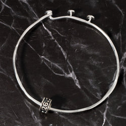 Sterling Silver Adjustable Bangle Bracelet - Antiqued 26.2 Marathon