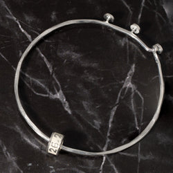 Sterling Silver Adjustable Bangle Bracelet - Enamel 26.2 Marathon