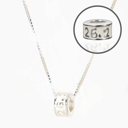 Sterling Silver Bead Necklace - Enamel 26.2 Marathon