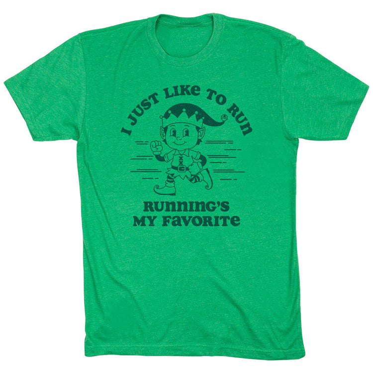 Running Short Sleeve T-Shirt - I Just Like To Run [Adult Large/Green] - SS