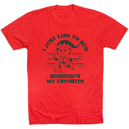 Running Short Sleeve T-Shirt - I Just Like To Run [Adult Small/Red] - SS