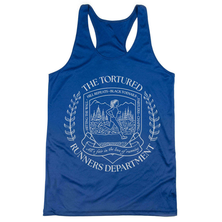 Women's Racerback Performance Tank Top - The Tortured Runners Department [Adult Small/Royal] - SS