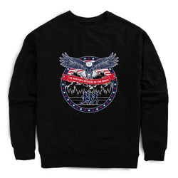 Running Raglan Crew Neck Sweatshirt - We Run Free Because Of The Brave [Adult Medium/Black] - SS