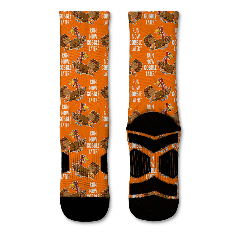 GFAR Running Graphic Flex Mid-Calf Socks - Run Now Gobble Later Pattern
