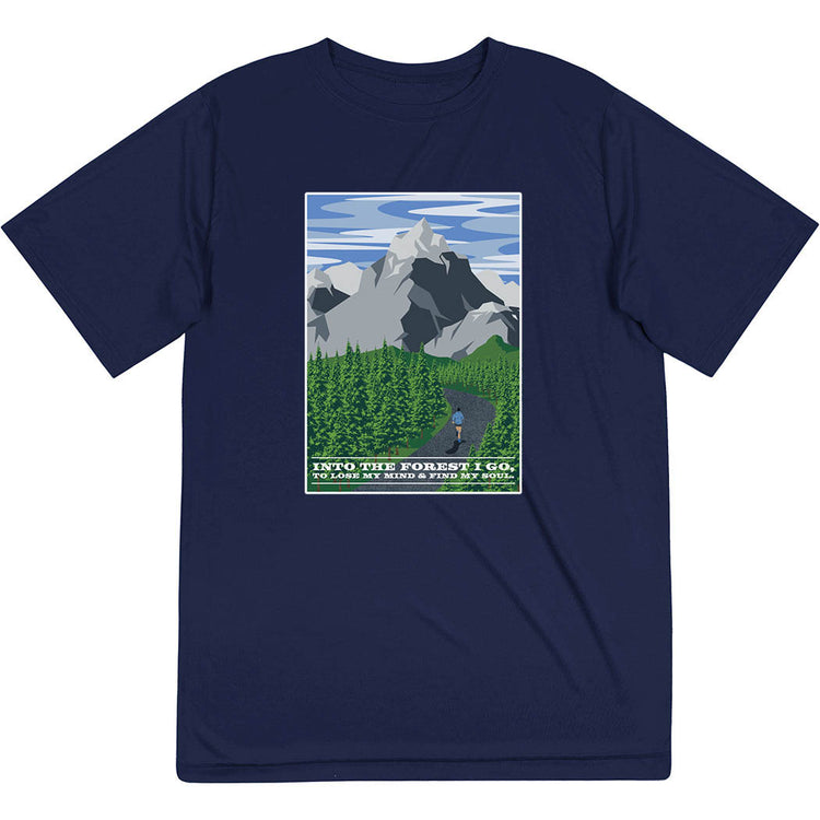 Men's Running Short Sleeve Performance Tee - Into the Forest [Adult Medium/Navy] - SS