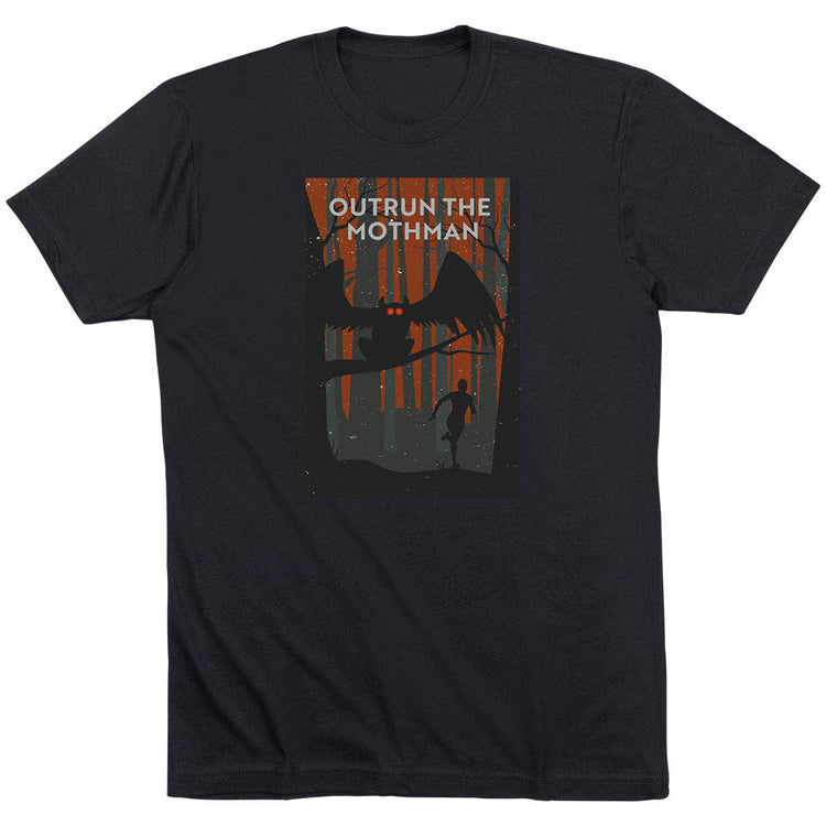 Running Short Sleeve T-Shirt - Outrun the Mothman [Adult X-Large/Black] - SS