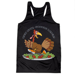 Women's Racerback Performance Tank Top - Run Now Gobble Later® [Adult X-Large/Black] - SS