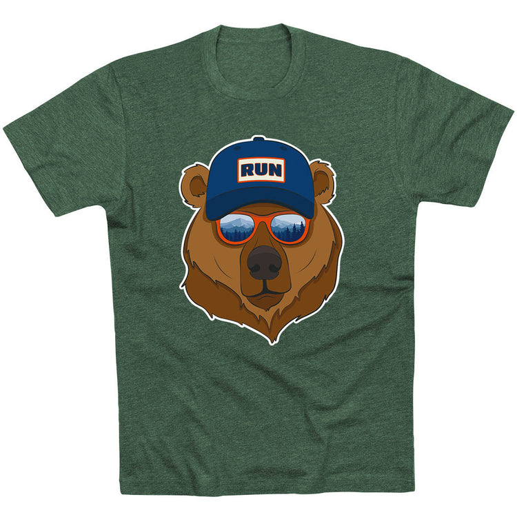 Running Short Sleeve T-Shirt - Bear Run [Adult Large/Forest Green] - SS