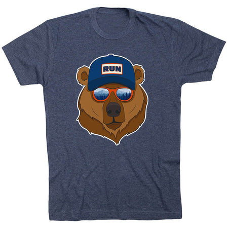Running Short Sleeve T-Shirt - Bear Run [Adult Large/Navy] - SS
