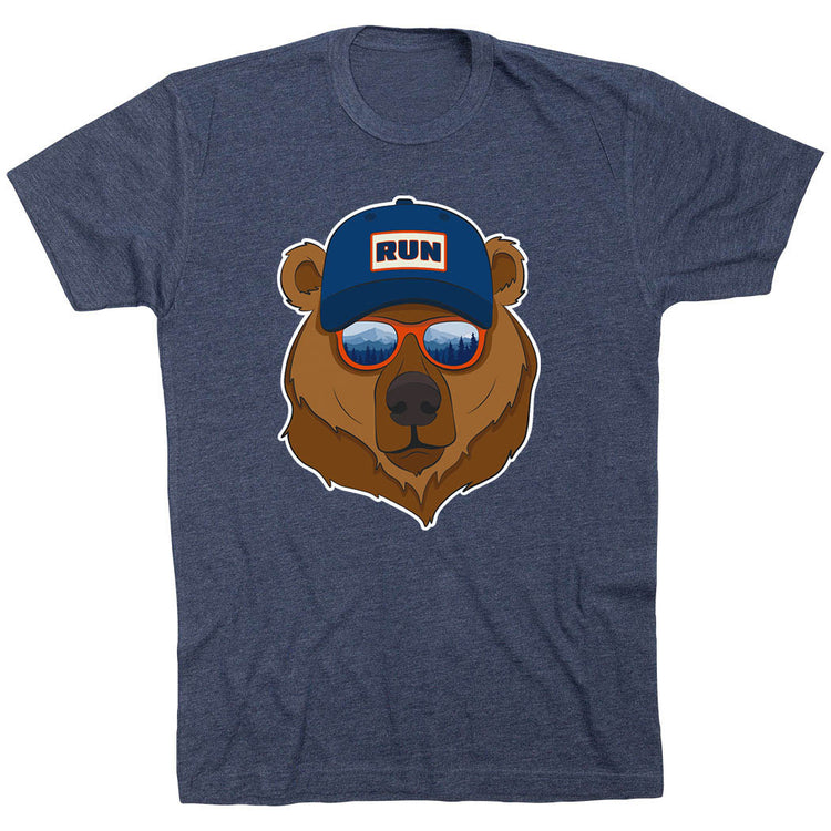 Running Short Sleeve T-Shirt - Bear Run [Adult Large/Navy] - SS