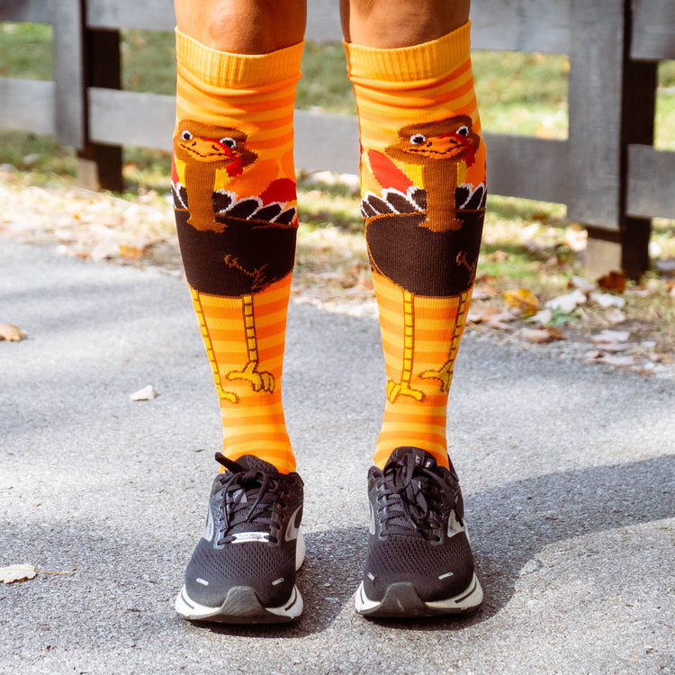 Woven Knee-High Socks - Gobbles Turkey