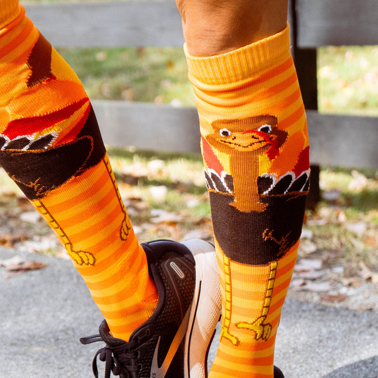 Woven Knee-High Socks - Gobbles Turkey