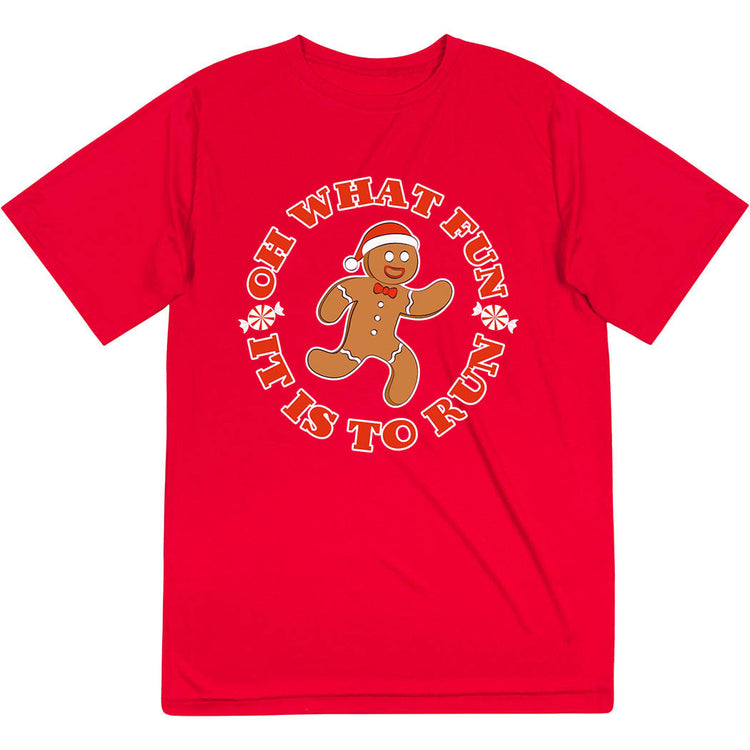 Men's Running Short Sleeve Performance Tee - Oh What Fun It Is To Run [Adult Large/Red] - SS