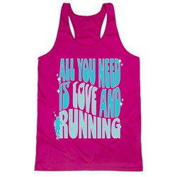 Women's Racerback Performance Tank Top - All You Need is Love and Running