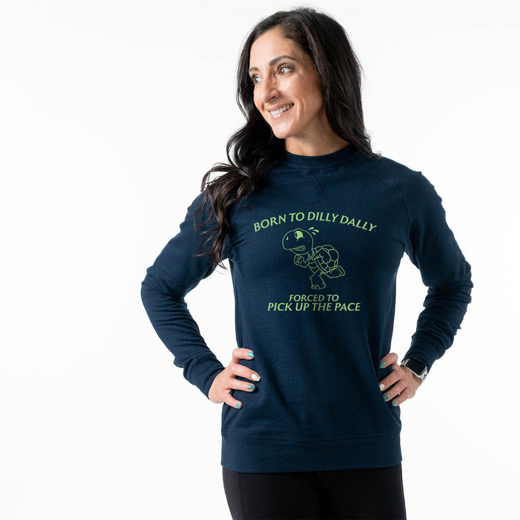 Running Raglan Crew Neck Sweatshirt - Born to Dilly Dally