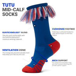 Tutu Mid-Calf Socks - Red White & Blue
