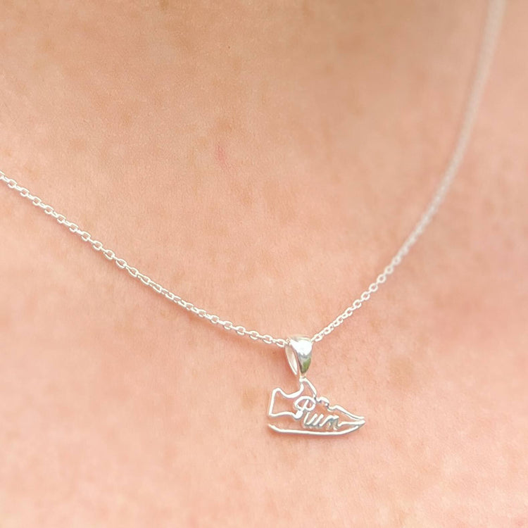 Sterling Silver Run Shoe Necklace