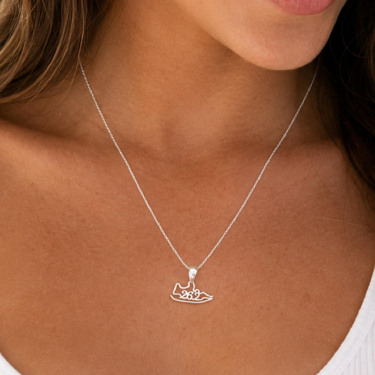 Sterling Silver 26.2 Shoe Necklace