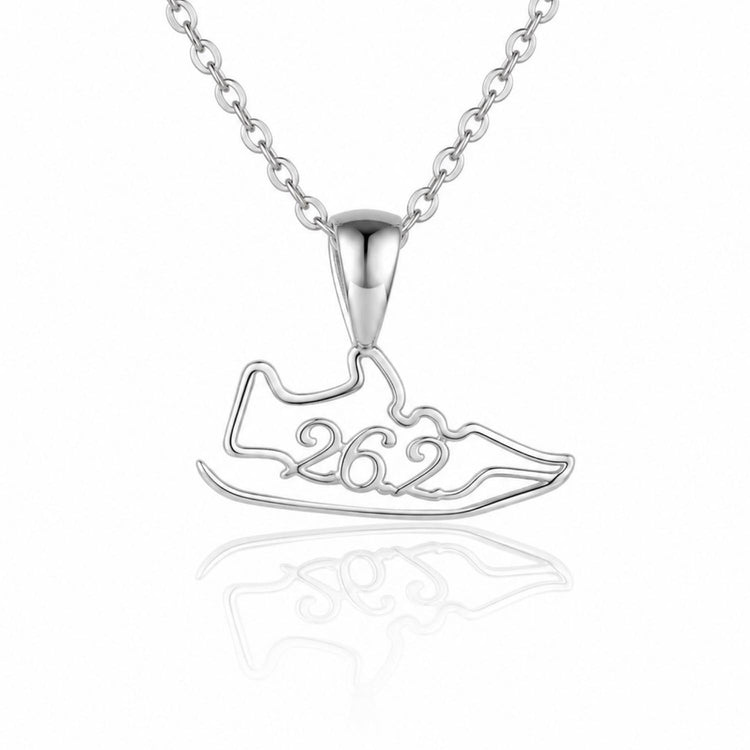 Sterling Silver 26.2 Shoe Necklace