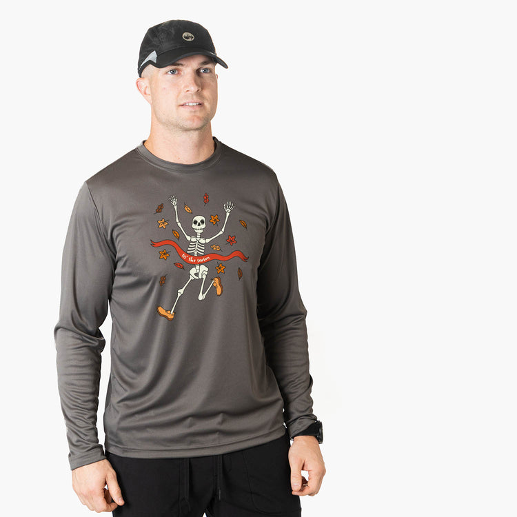 Men's Running Long Sleeve Performance Tee - Tis' the Season Skelly