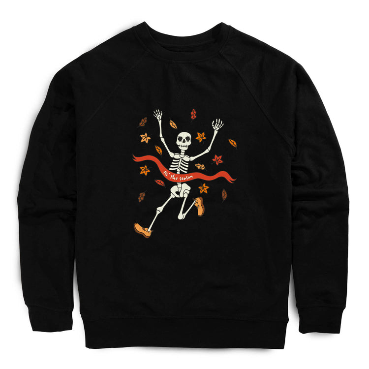 Running Raglan Crew Neck Sweatshirt - Tis' the Season Skelly