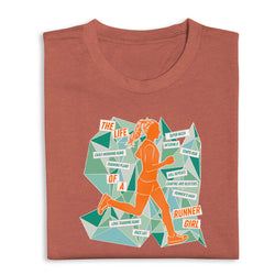 Redwood t-shirt with a graphic of a runner and text on a white background