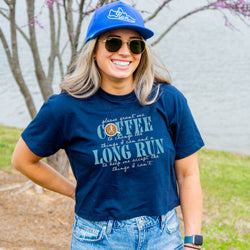 Running Short Sleeve Crop Tee - Please Grant Me Coffee and a Run