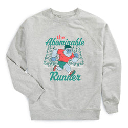 Running Raglan Crew Neck Sweatshirt - The Abominable Runner [Heather Gray/Adult Small] - SS