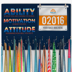 Running Large Hooked on Medals and Bib Hanger - Ability, Motivation & Attitude