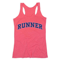 Pink tank top with 'RUNNER' text on a white background