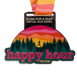 Medal with sunset design and 'Gone for a Run' branding on a white background